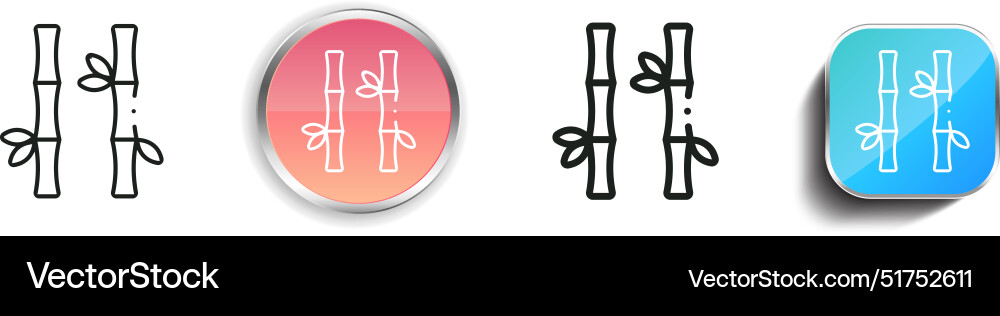 Bamboo icon thin linear regular and button style vector image