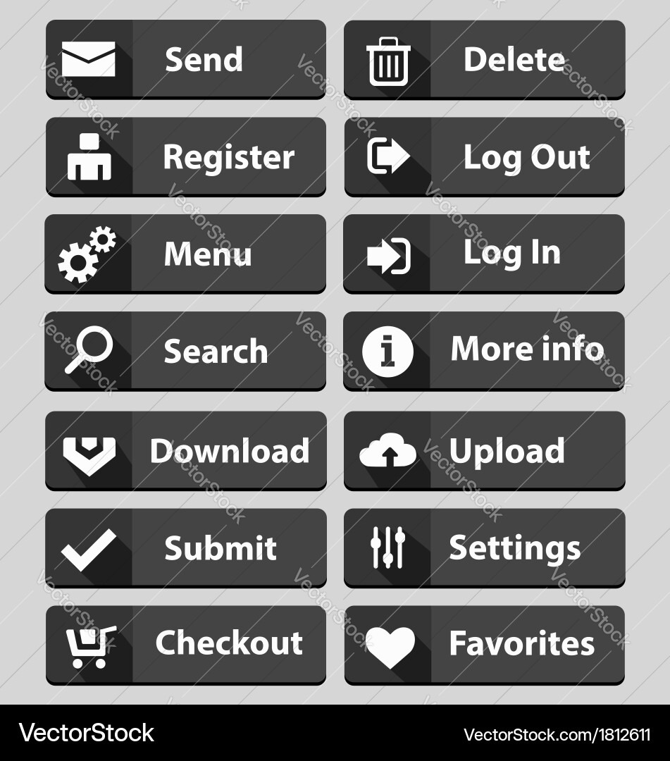 Black Web Buttons Collection vector image