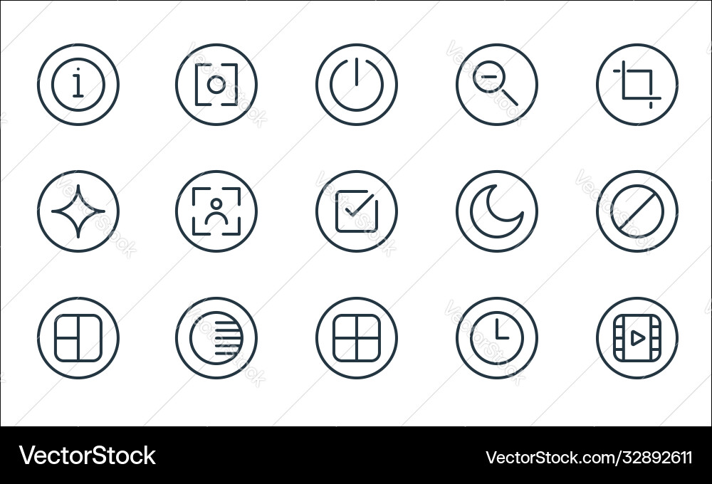 Camera line icons linear set quality vector image
