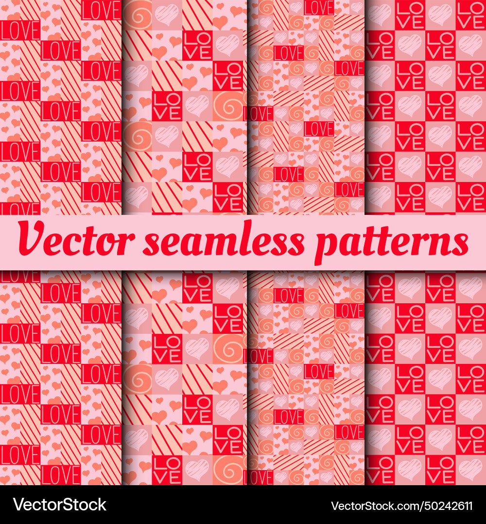 Collection of seamless patterns for valentines day Collection of seamless patterns for valentines day vector image