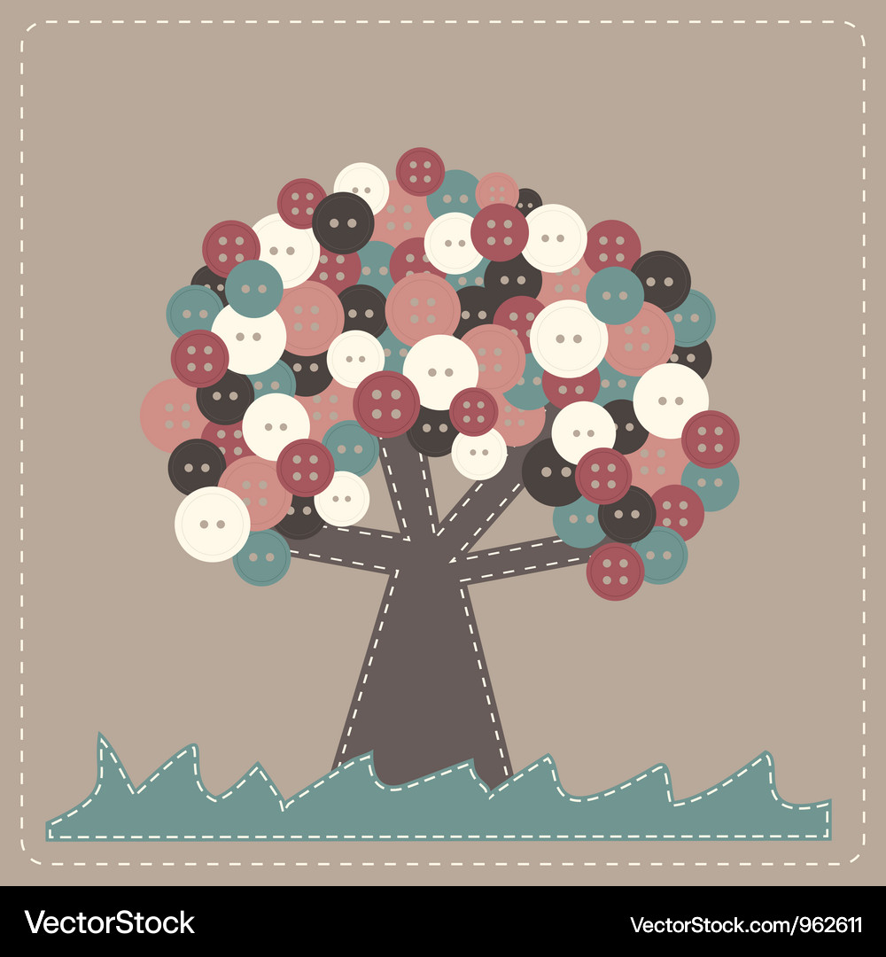 Fabric Button Tree vector image