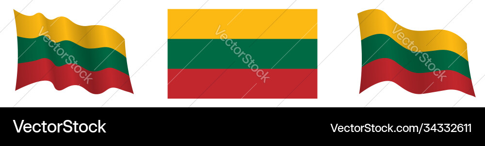 Flag lithuania in static position Flag lithuania in static position Vector Image