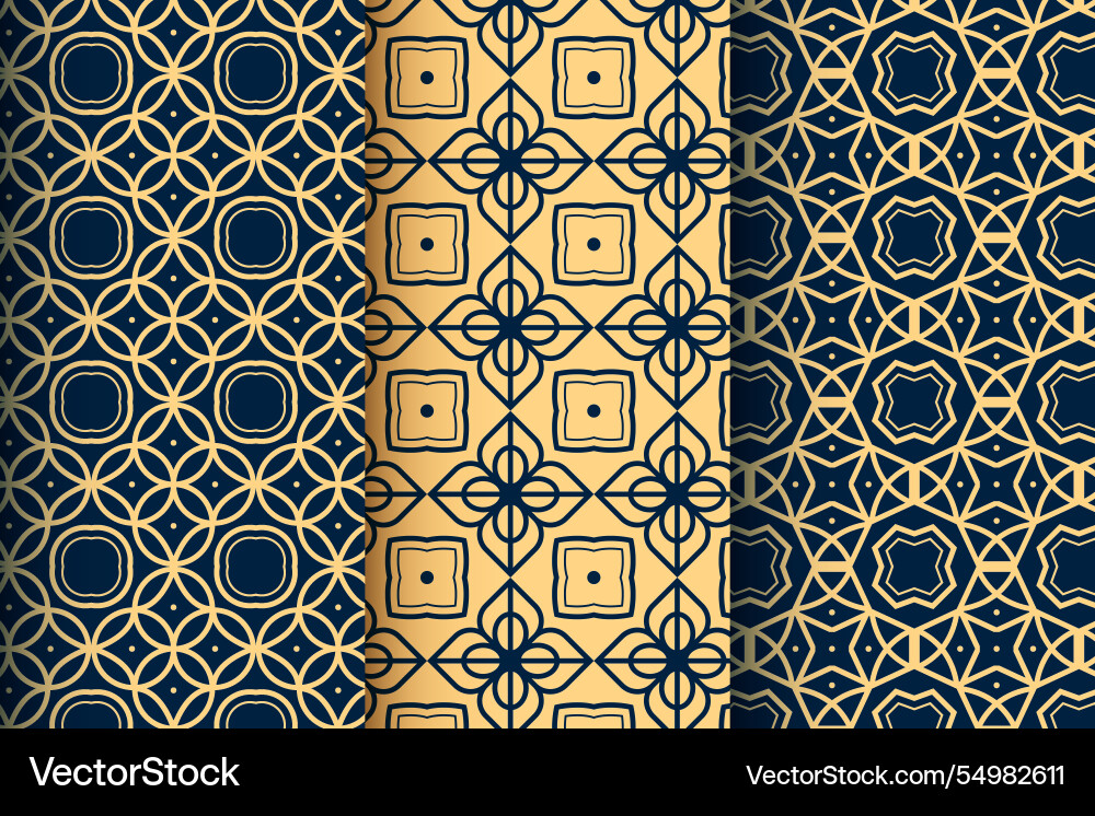 Flat linear arabic pattern collection vector image