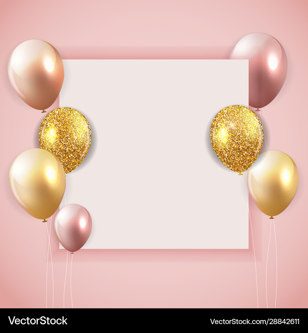 Glossy happy birthday balloons background vector image