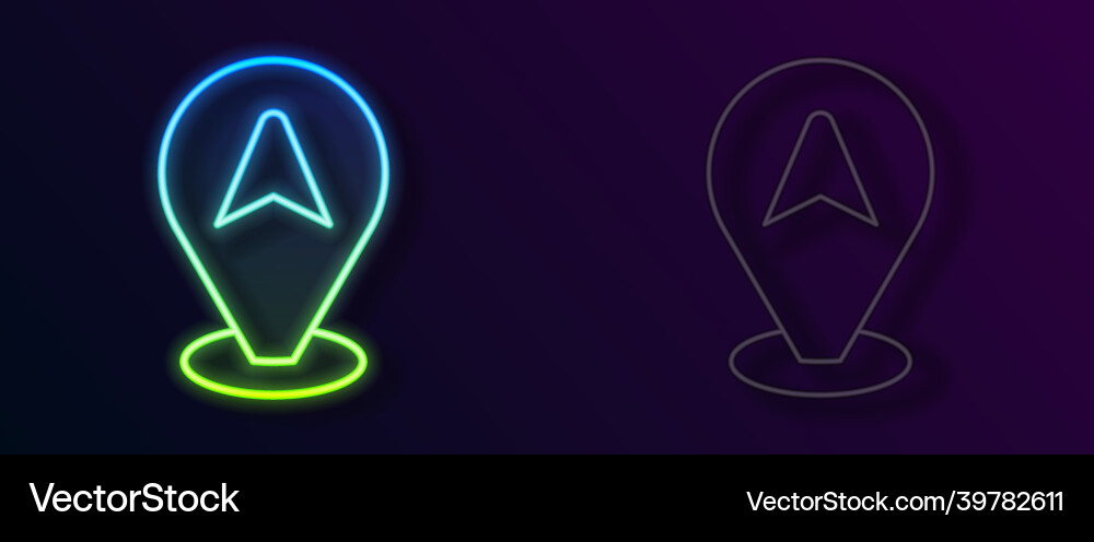 Glowing neon line map pointer with taxi car icon Glowing neon line map pointer with taxi car icon vector image