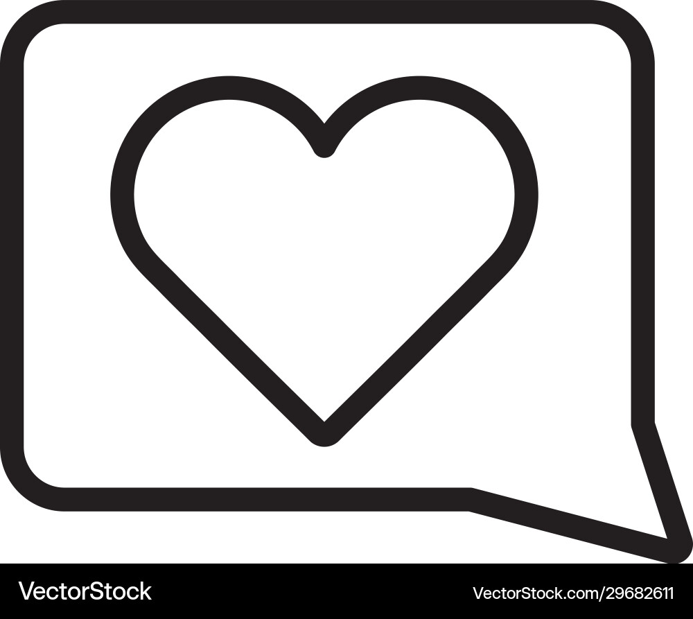 Heart inside bubble line style icon design vector image