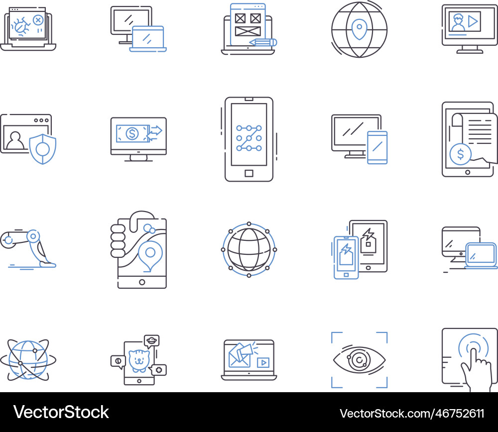 Internet and high tech outline icons collection Internet and high tech outline icons collection vector image