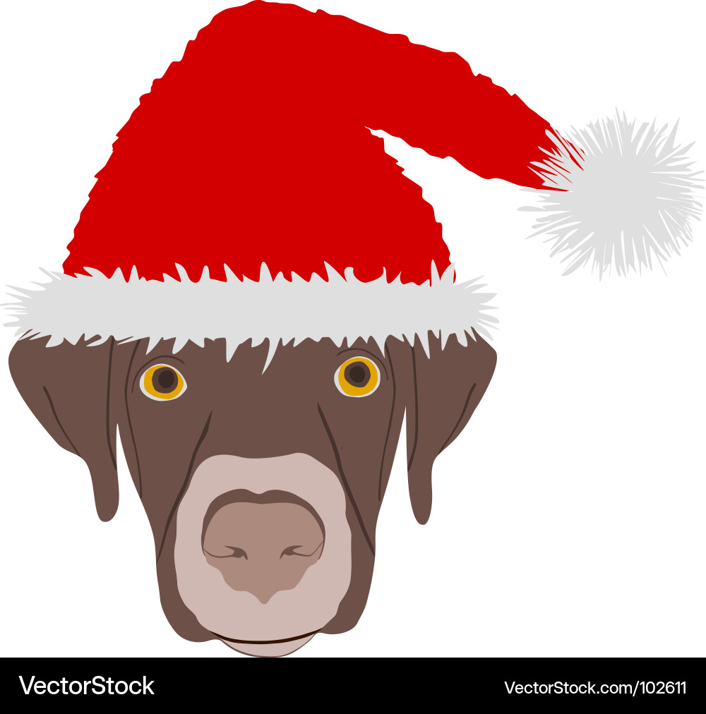 Lächelnder Hund mit Santa Hat Vektorbild