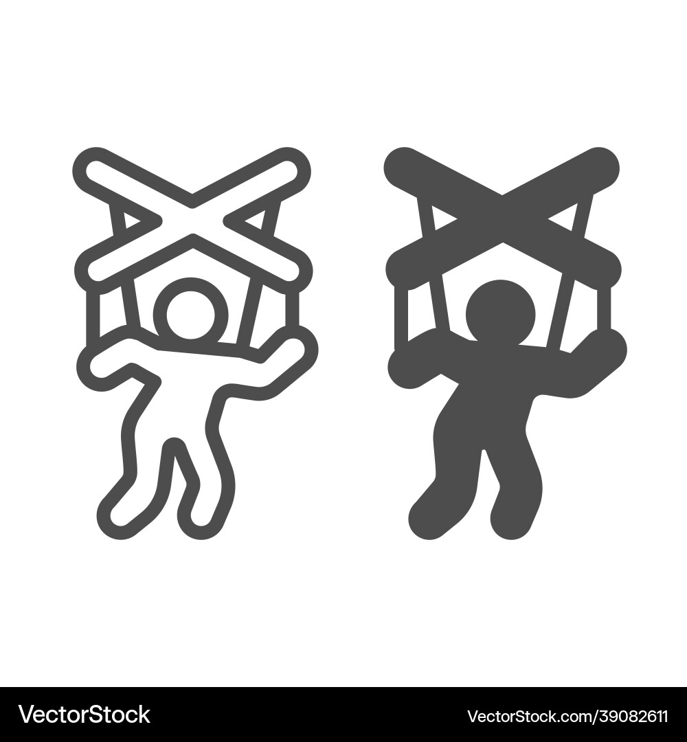 Marionette human puppet on strings dummy line Marionette human puppet on strings dummy line vector image