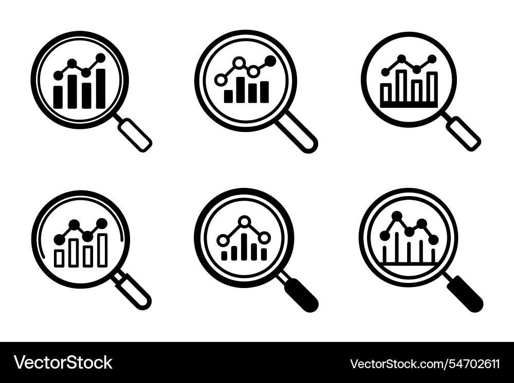 Search analytics icon bundle set in style Search analytics icon bundle set in style vector image