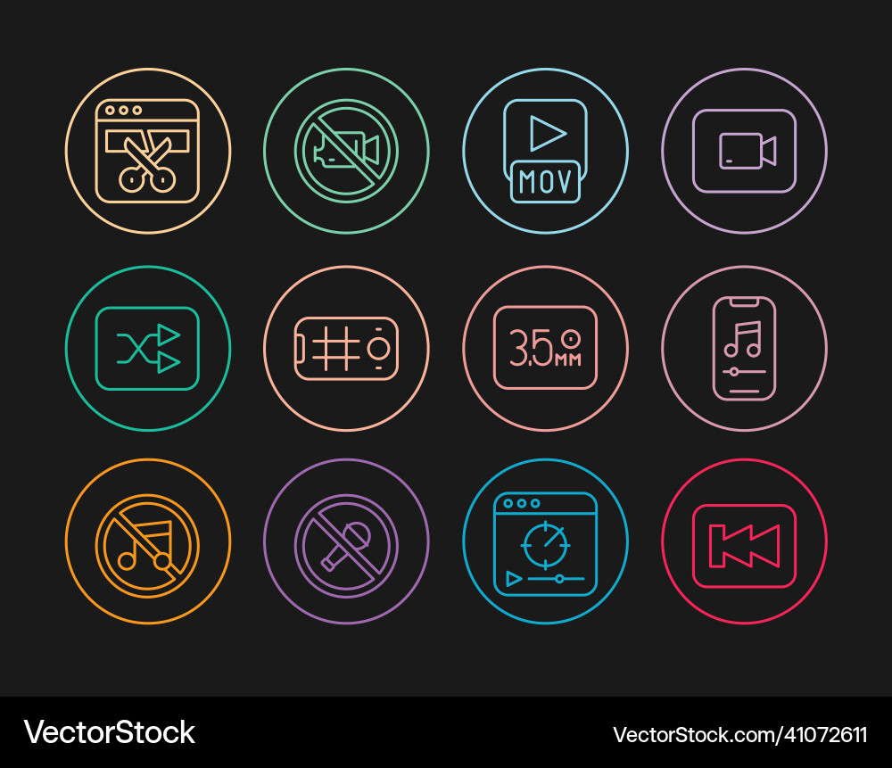 Set line rewind button music player mov file Set line rewind button music player mov file vector image