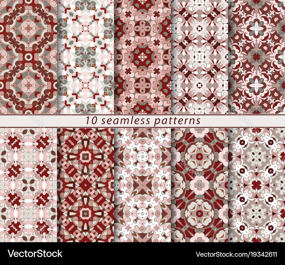 Set of ten seamless abstract patterns vector image