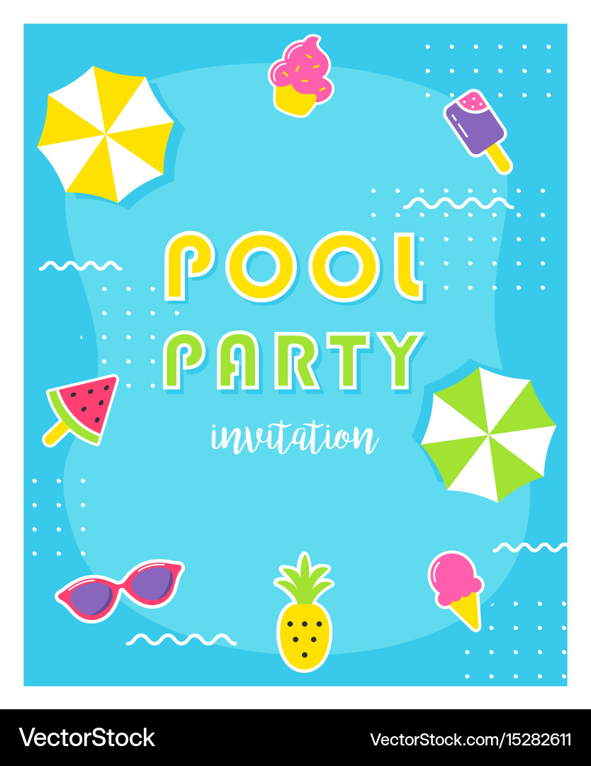 Summer Pool Party Invitation – Royalty-Free Vector | VectorStock, image size:834x1080