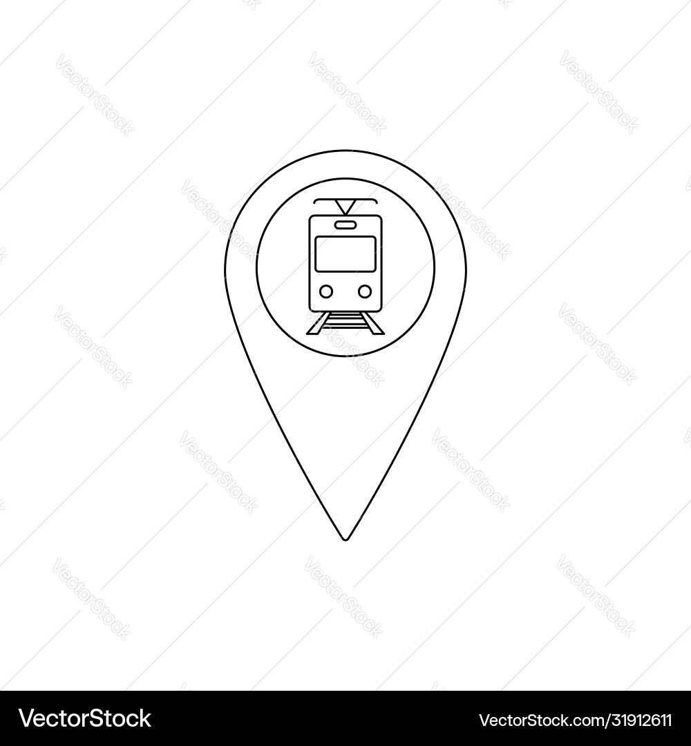 Tram icon on map pointer sign navigation symbol vector image
