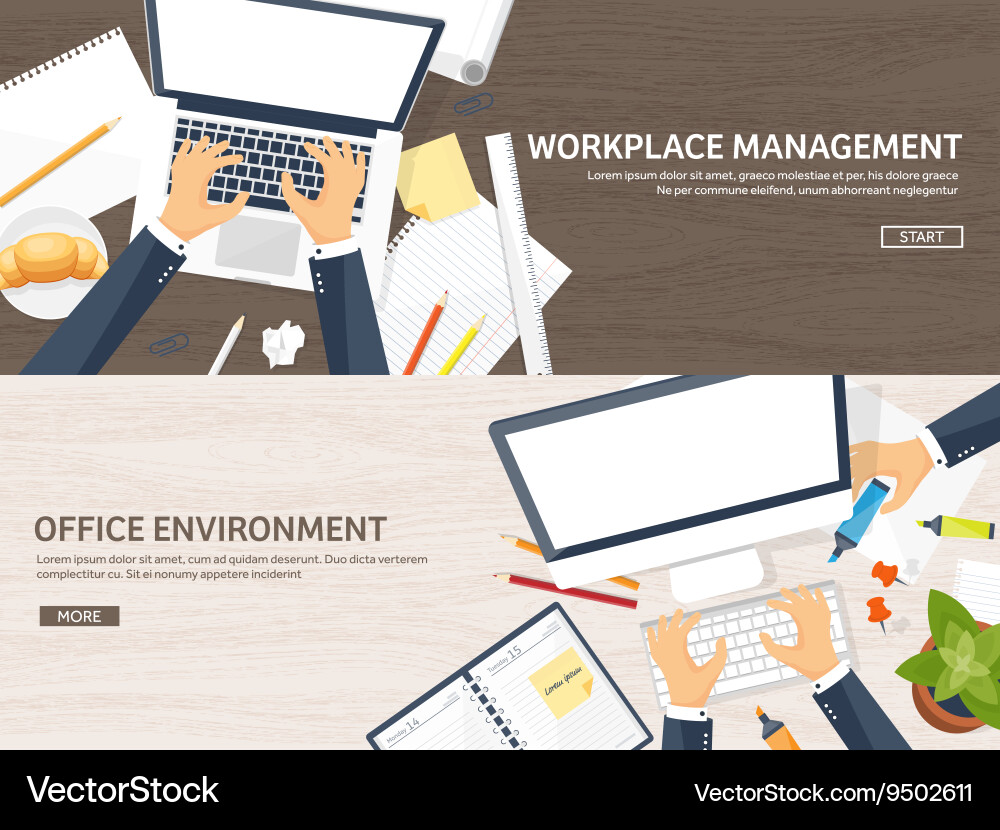 Workplace with table and computer Vector Image