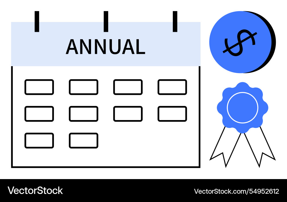 Annual calendar with awards and financial success Annual calendar with awards and financial success Vector Image