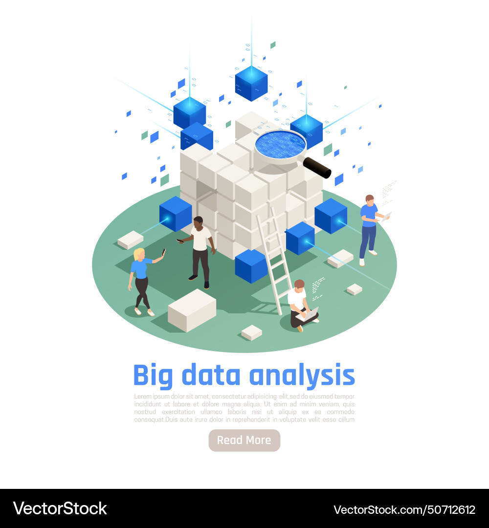 Big data analysis isometric composition Big data analysis isometric composition vector image