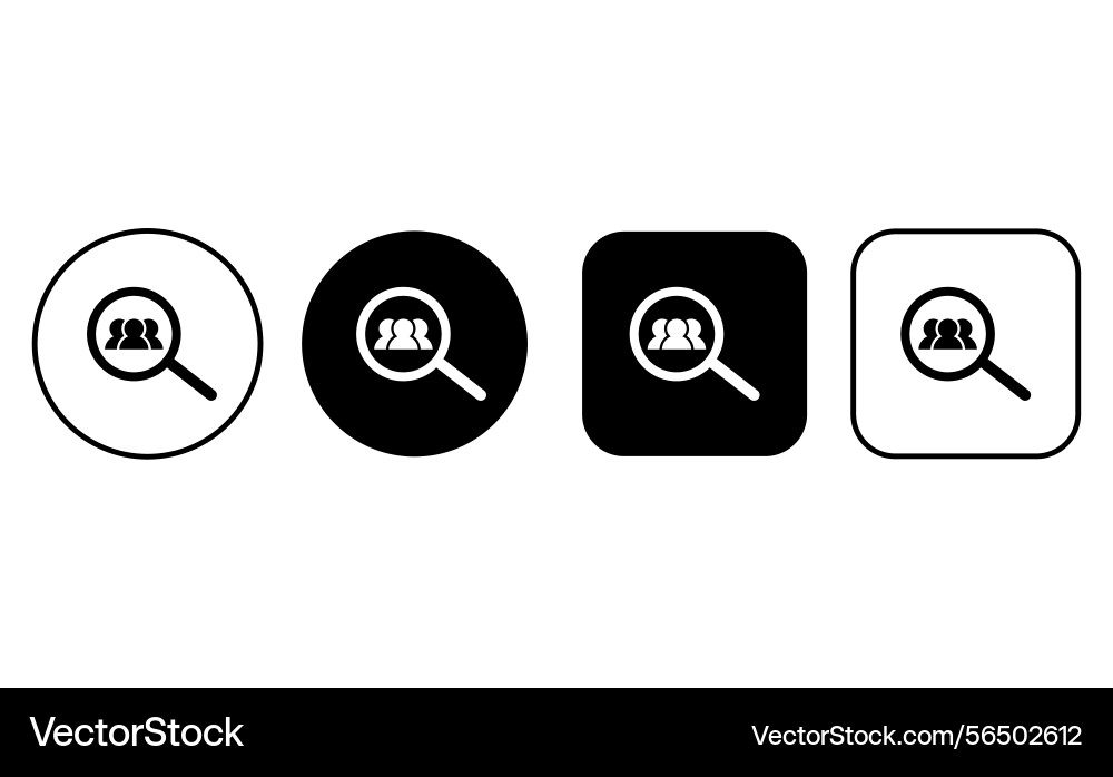 Collection of web buttons with magnifying glass vector image