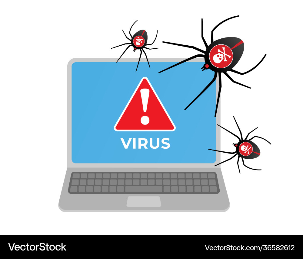 Computer virus attacking laptop internet security Vector Image