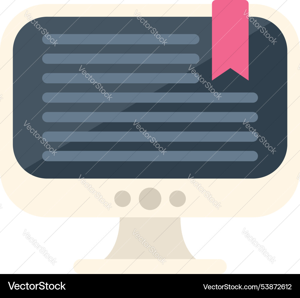 Desktop computer displaying digital textbook Vector Image