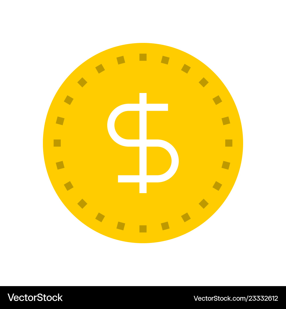 Dollar coin online shopping flat style icon Vector Image