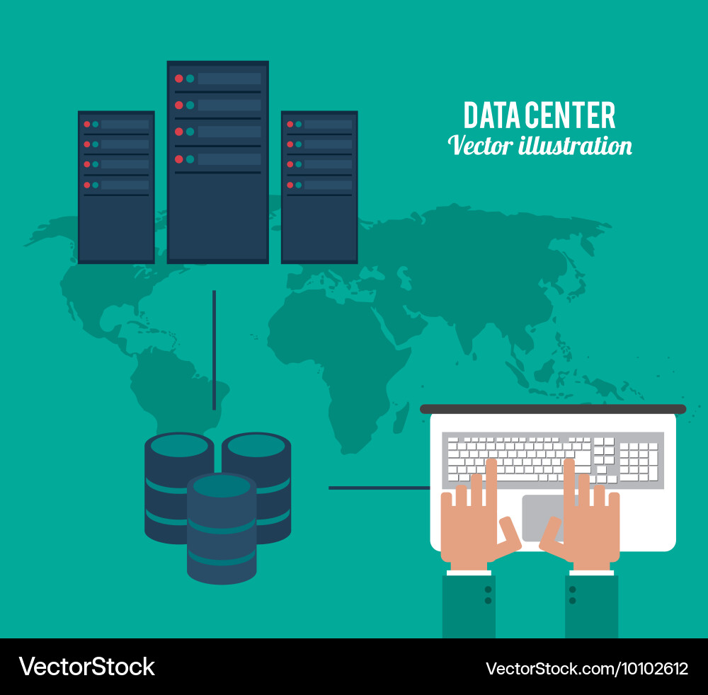 Laptop and map icon data center design Vector Image