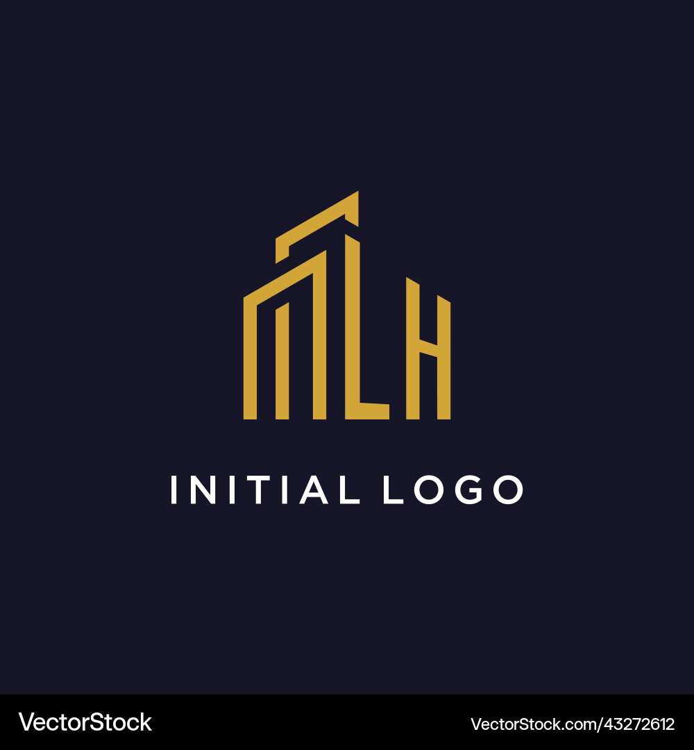 Lh initial monogram with building logo design vector image