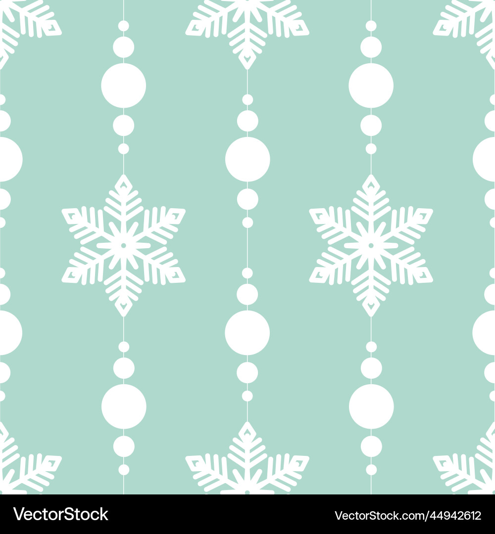Mint green seamless pattern with snowflake Mint green seamless pattern with snowflake vector image