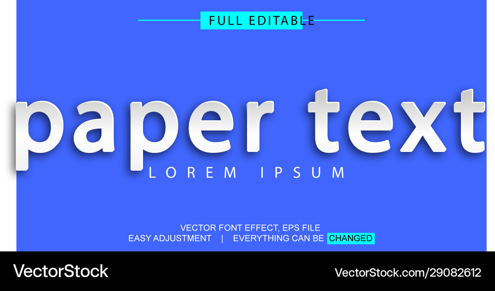 Paper style shadow text effect design editable Paper style shadow text effect design editable vector image