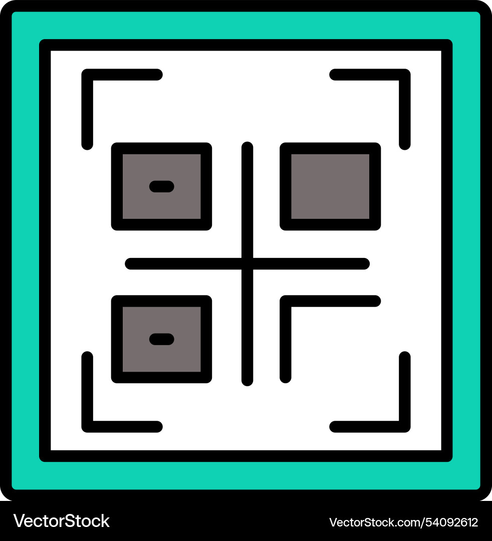 Qr code line filled icon design vector image