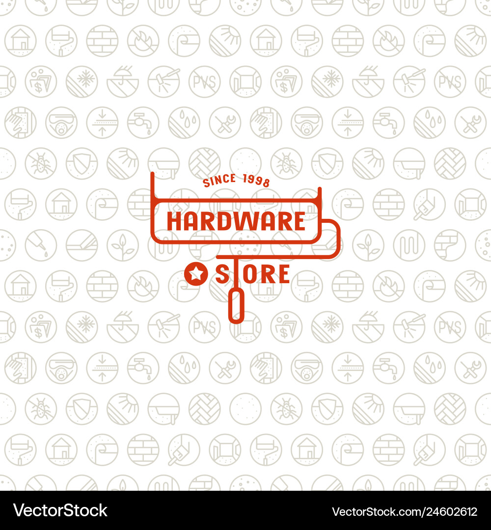 Seamless pattern and emblem for hardware store Seamless pattern and emblem for hardware store vector image