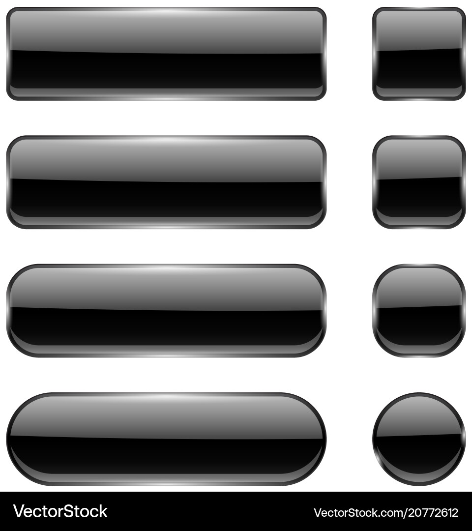 Shiny Glass Button Set - Menu Icons vector image