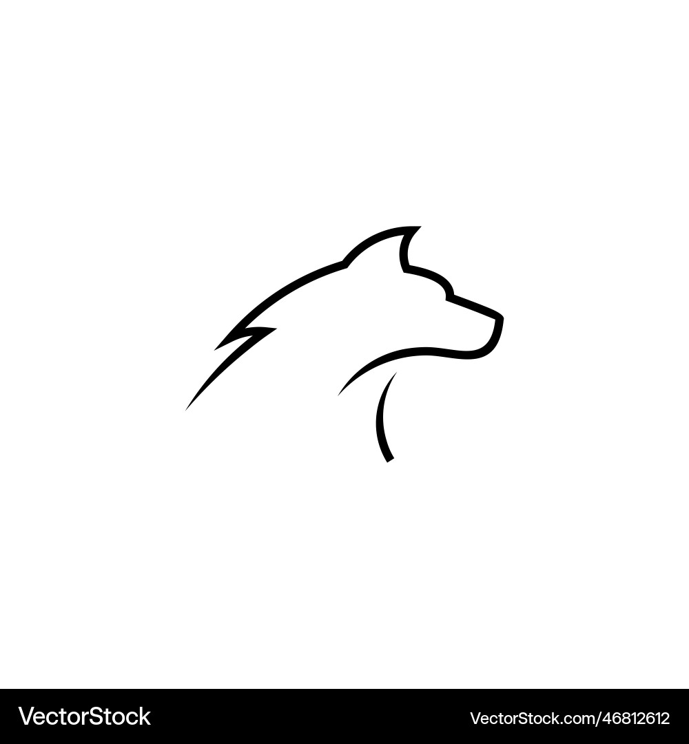 Simple wolf head line art vector image