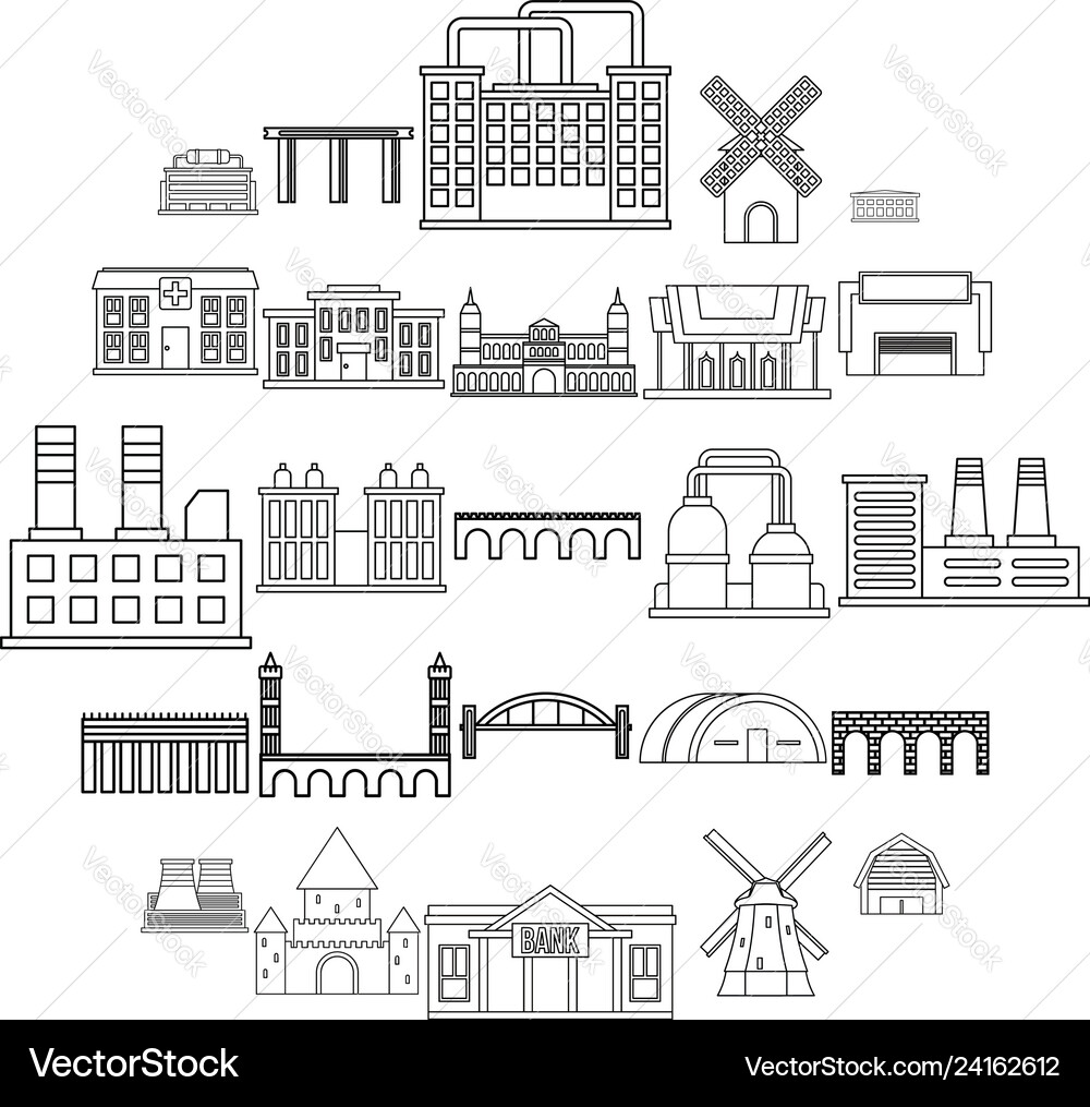 Structure icons set outline style Vector Image