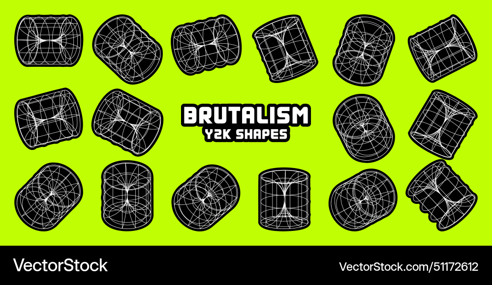 Wireframe lined shapes perspective mesh 3d grid Vector Image
