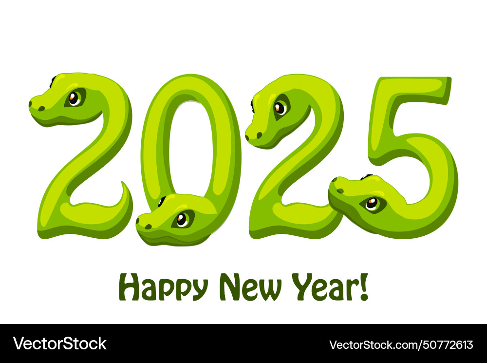 2025 year of the snake cartoon number 2025 year of the snake cartoon number vector image