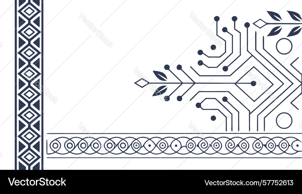 Abstract circuit board pattern with tree-like vector image