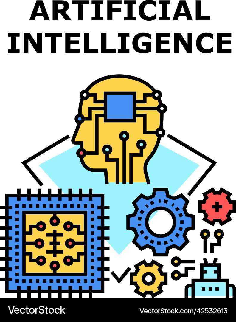 Artificial intelligence concept color Artificial intelligence concept color Vector Image