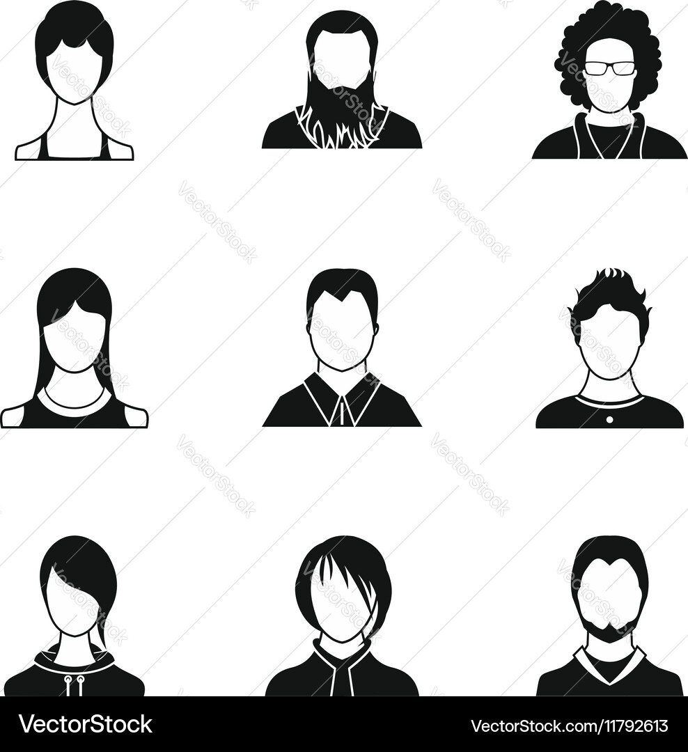 Avatar icons set simple style Vector Image