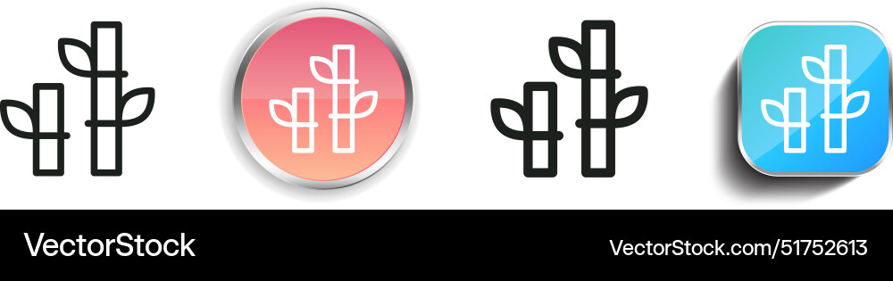 Bamboo icon thin linear regular and button style vector image
