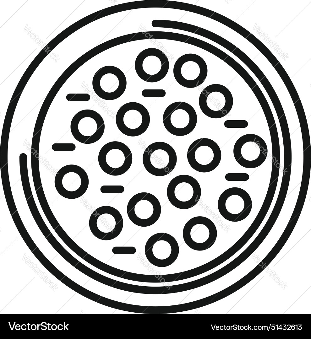 Black and white icon of a pepperoni pizza Black and white icon of a pepperoni pizza vector image