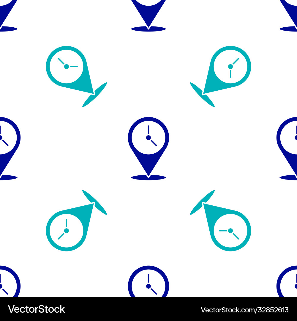 Blue location with clock icon isolated seamless Blue location with clock icon isolated seamless vector image