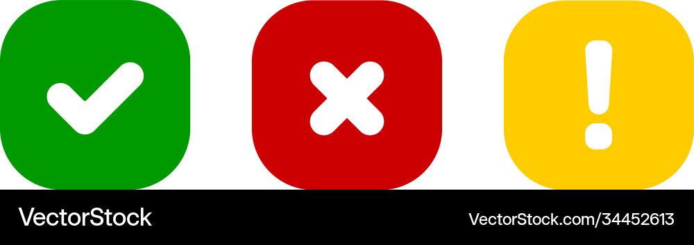 Check cross and exclamation mark set icon red Check cross and exclamation mark set icon red Vector Image