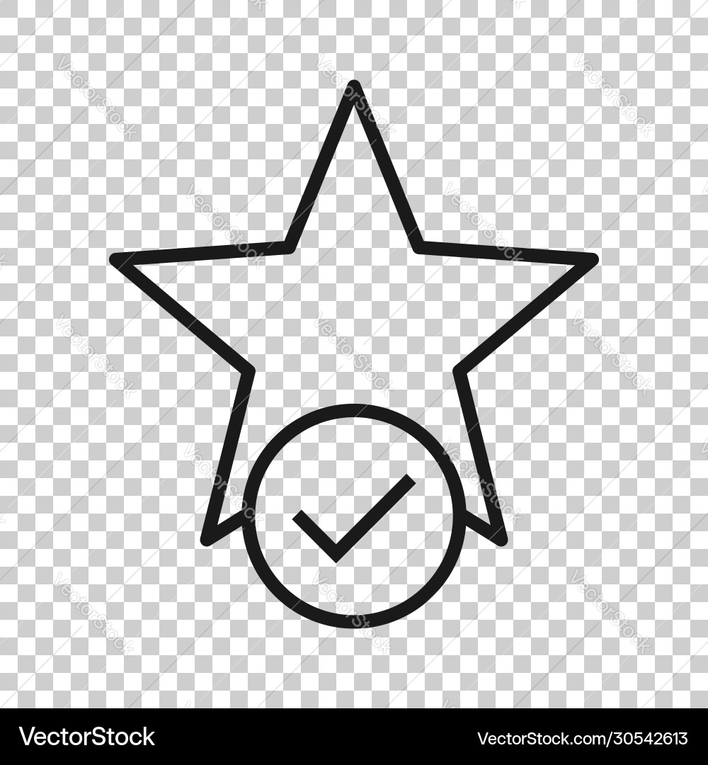 Check mark with star icon in flat style add Check mark with star icon in flat style add Vector Image