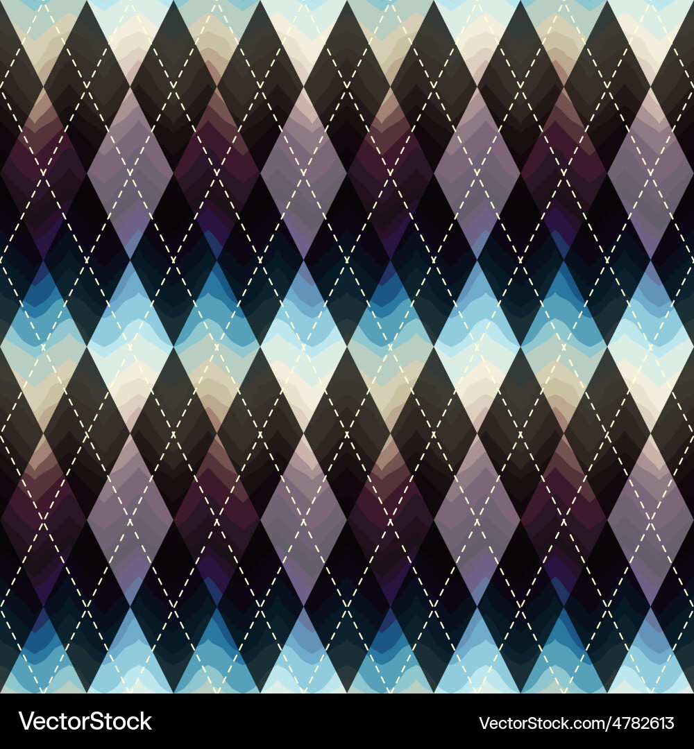 Classic argyle pattern with wavy shadow vector image