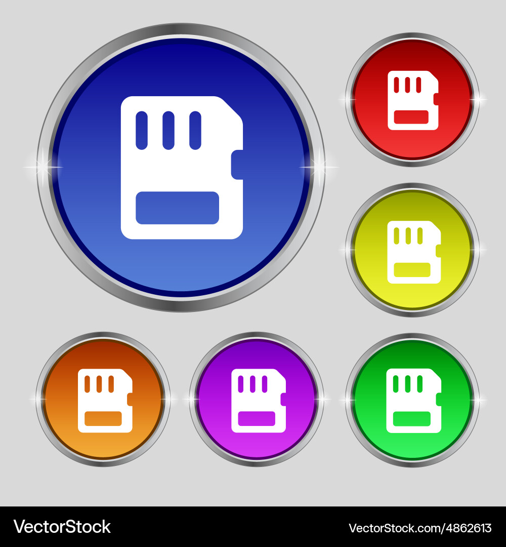 Compact memory card icon sign round symbol vector image