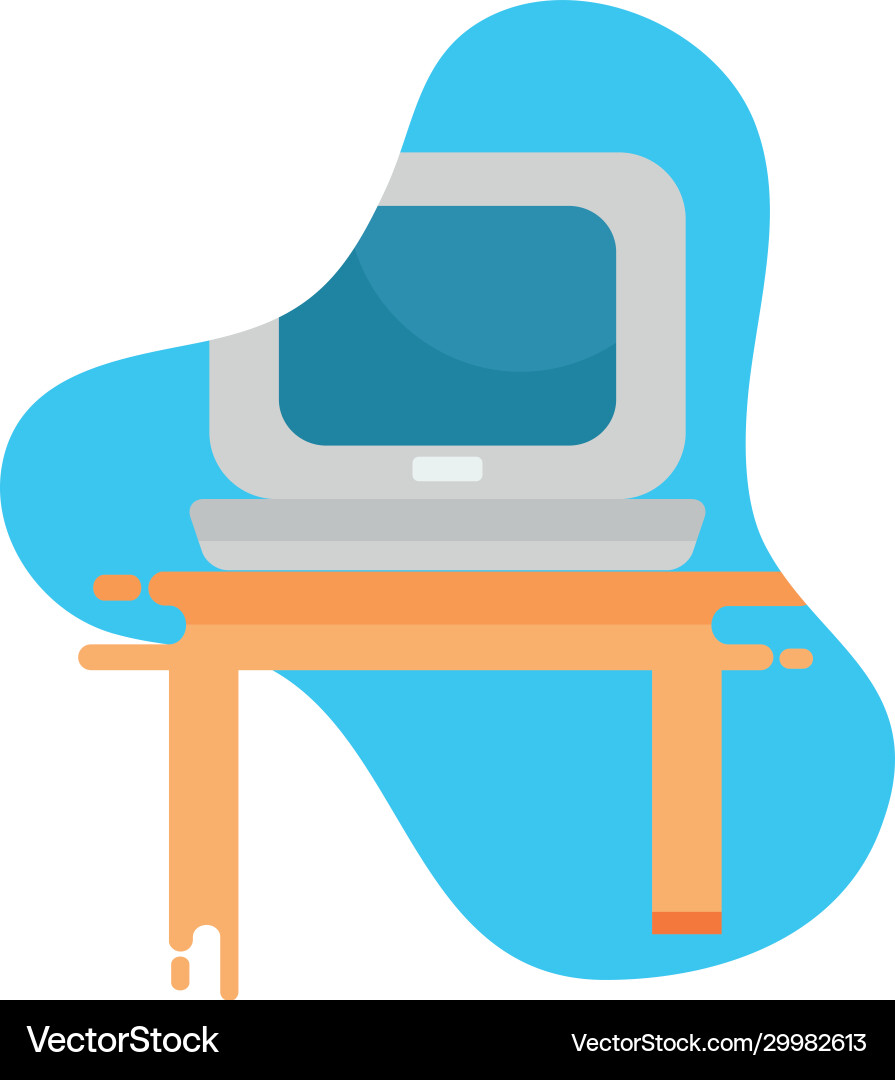 Computer over table flat block style icon vector image