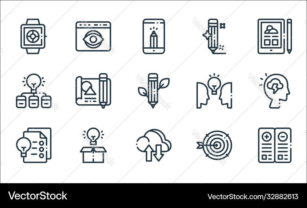 Design thinking line icons linear set quality Design thinking line icons linear set quality vector image