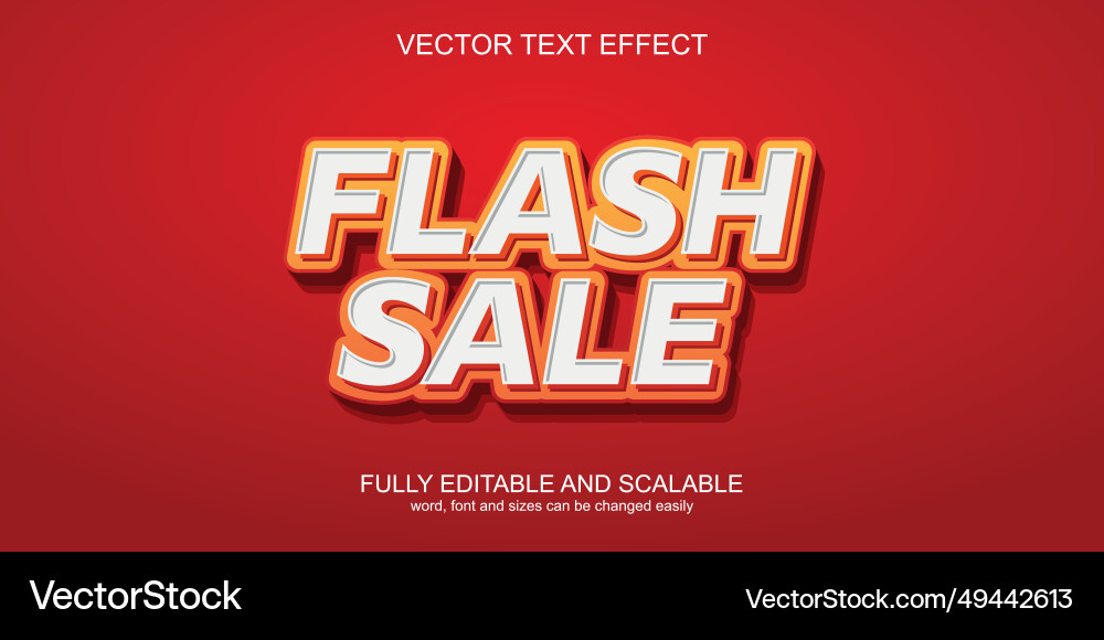 Flash sale 3d text effect editable template Vector Image