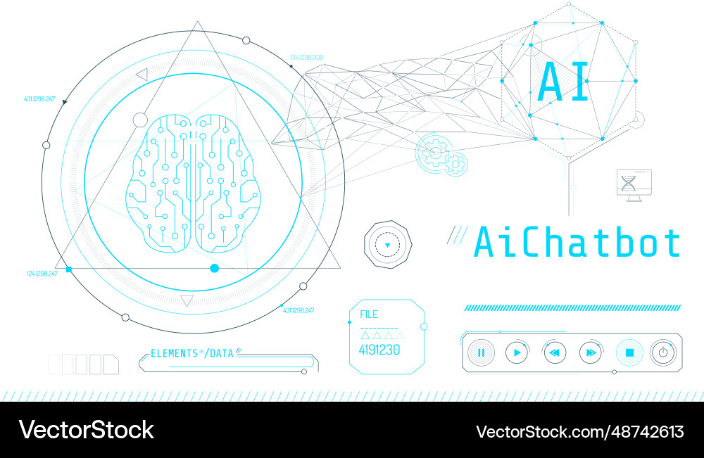 Futuristic interface for brain research with data Futuristic interface for brain research with data vector image